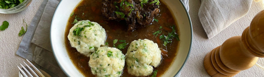 Oxtail Stew with Herb Dumplings - blog banner