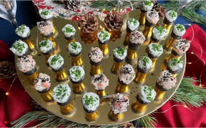 Charcoal Canape Cones with Two Fillings 
